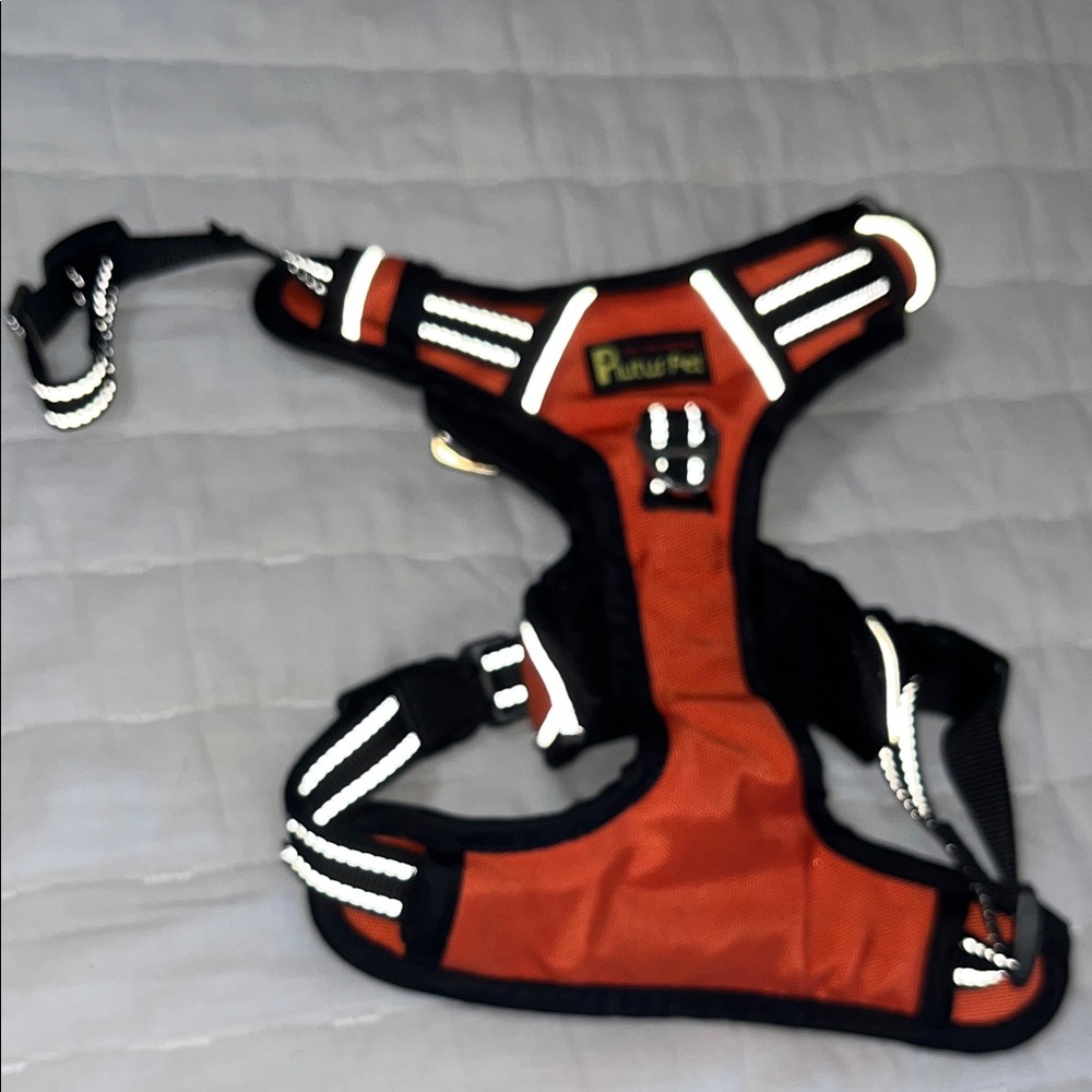 Reflective Dog Harness in Black and Orange (Medium)